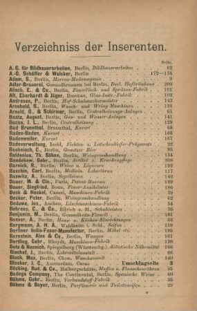 Verzeichnis der Inserenten