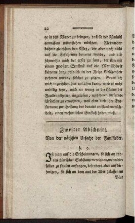 Zweiter Abschnitt. Von der nächsten Ursache der Faulfieber.