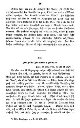 XII. An Frau Staatsrath Brauer.