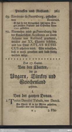 Das 17. Capitel. Von den Charten, die zu Ungarn, Türckey und Griechenland gehören