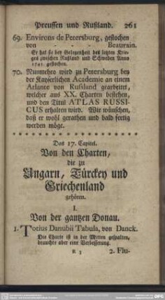Das 17. Capitel. Von den Charten, die zu Ungarn, Türckey und Griechenland gehören