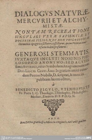 Dialogus Naturae, Mercurii Et Alchymistae