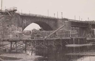 Meißen, Bau der neuen Straßenbrücke über die Elbe, Baustelle