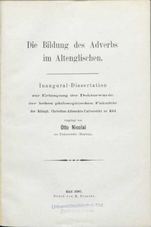 Die Bildung des Adverbs im Altenglischen