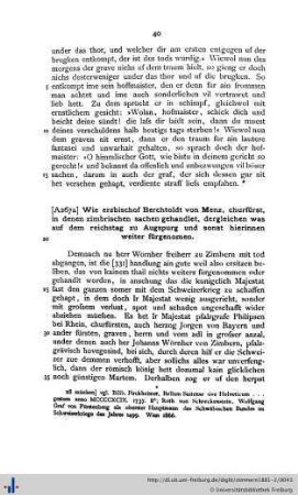 Wie erzbischof Berchtoldt von Menz, churfürst, in denen zimbrischen sachen gehandlet...
