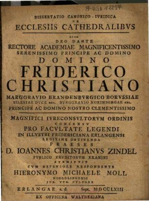 Dissertatio canonico-iuridica de ecclesiis cathedralibus