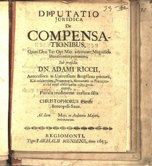 Disputatio Juridica De Compensationibus
