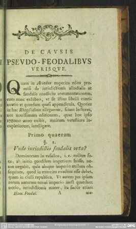 §. 1. Unde iurisdictio feodalis orta?