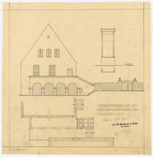 Schloss Erxleben Umbau I: Umbau des Zugangs zur Kirche, Treppenanlage 1:100, Detail 1:20