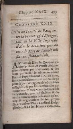 Chapitre XXIX. Projet du Traitté de Paix, entre la France & Espagne ...