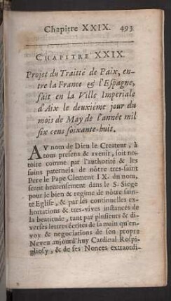 Chapitre XXIX. Projet du Traitté de Paix, entre la France & Espagne ...