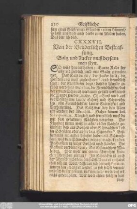 CXXXVII. Von der Brüderlichen Bestraffung. Saltz und Zucker muß beysammen seyn.