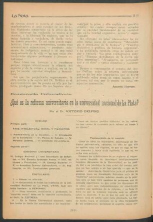 Democracia universitaria : ¿Qué es la reforma universitaria en la universidad nacional de La Plata