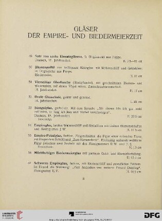 Gläser der Empire- und Biedermeierzeit (Nr. 49-94)