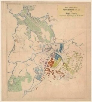 Stadtplan (Situationsplan) von Leipzig und Umgebung (Weichbild)