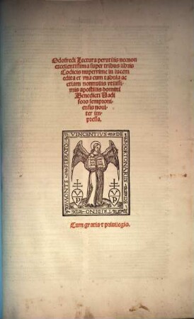 Odofredi Lectura perutilis necnon excellentissima super tribus libris Codicis
