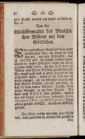 Von der Gleichförmigkeit des Menschlichen Willens mit dem Göttlichen.