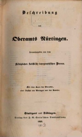 Beschreibung des Oberamts Nürtingen
