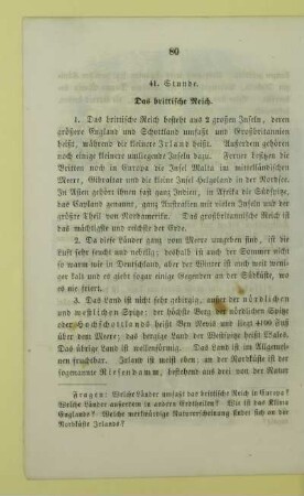 41. Stunde. Das brittische Reich