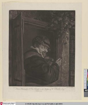 [Ein am Fenster sitzender Bauer; A peasant sitting at a window]