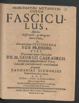 Problematum Metaphysicorum Fasciculus