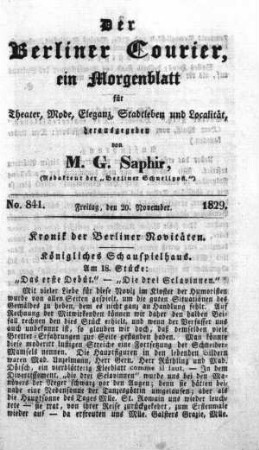 No. 841, Freitag, den 20. November 1829