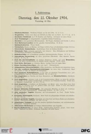 I. Auktionstag (Nr. 1-194)