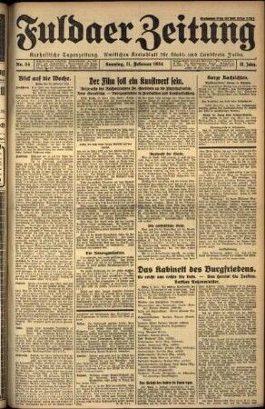 Erste Ausgabe vom Sonntag, den 11. Februar 1934.