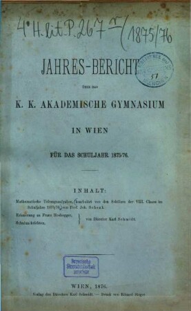 Jahresbericht, 1875/76