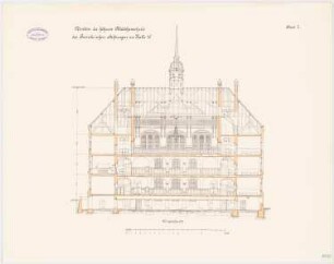 Höhere Mädchenschule der Franckeschen Stiftung, Halle/Saale Schulhaus: Längsschnitt 1:100