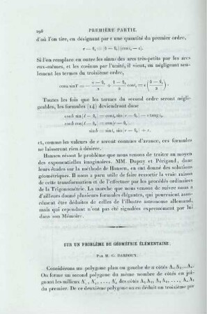 Sur un Problème de Géométrie Élémentaire