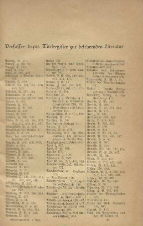 Verfasser- bezw. Titelregister zur belehrenden Literatur