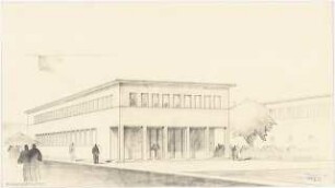 UFA (Universum Film AG), Potsdam-Babelsberg: Perspektivische Ansicht des Filmforschungsinstituts (Variante)