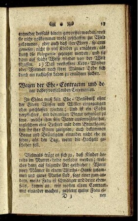 Wegen der Ehe-Contracten und denen dabey vorfallenden Ceremonien.