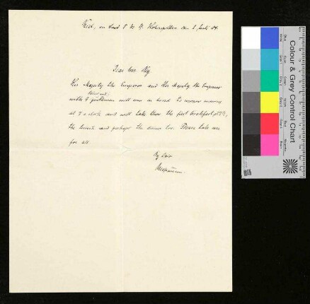 Brief ohne Umschlag an Edwin Nye, Einladung zum Frühstück und Dinner, 01.07.1904