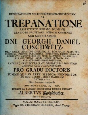 Dissertationem solemn. med.-chir. de trepanatione