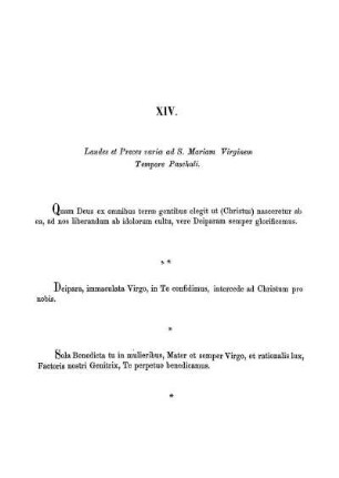 XIV. Laude et Preces variæ ad S. Mariam Virginem Tempore Paschali.