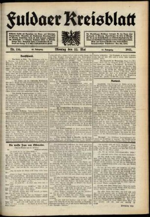 Ausgabe vom Montag, den 22. Mai 1911.