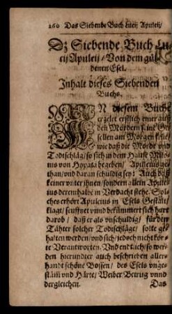 Dz Siebende Buch Lucii Apuleii/ Von dem guldenen Esel.