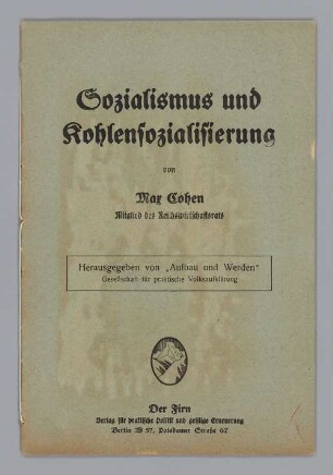 "Sozialismus und Kohlensozialisierung"