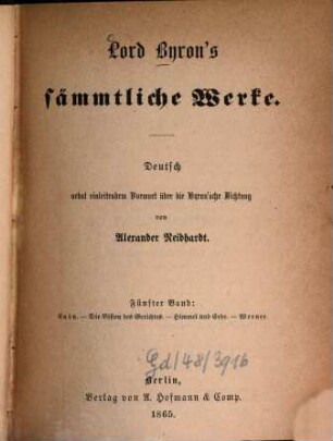 Lord Byron's sämmtliche Werke, 5