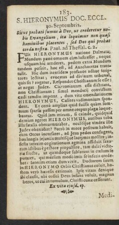 S. Hieronymus Doc. Eccl. 30. Septembris