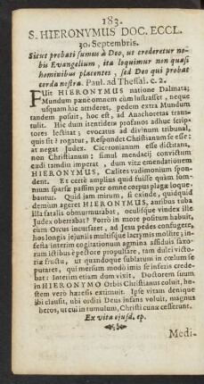 S. Hieronymus Doc. Eccl. 30. Septembris