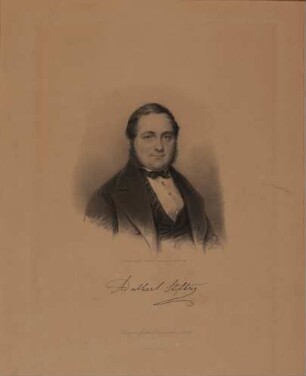 Portrait von Adalbert Stifter mit Unterschrift. Stahlstich nach Moritz Daffinger von Karl Mahlknecht
