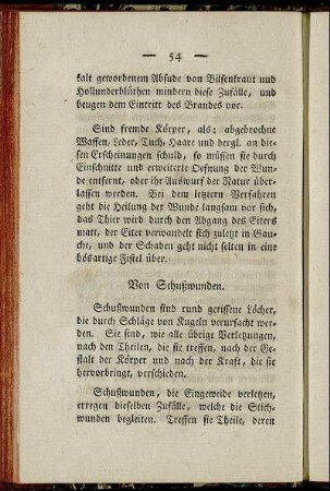 Von Schußwunden.