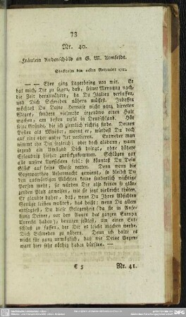 Nr. 40. Fräulein Rudenschöld an G. M. Armfeldt. Stockholm den 22sten November 1793