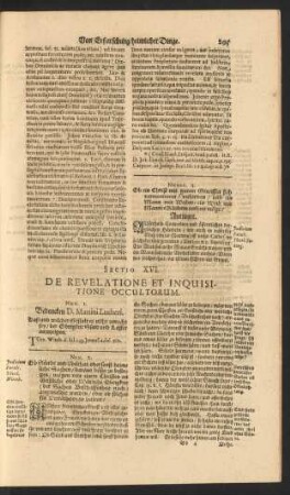 Sectio XVI. De Revelatione Et Inquisitione Occultorum.