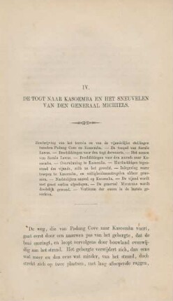 IV. De togt naar Kasoemba en het sneuvelen van den Generaal Michiels