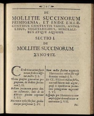 Sectio I. De Mollitie Succinorum ...