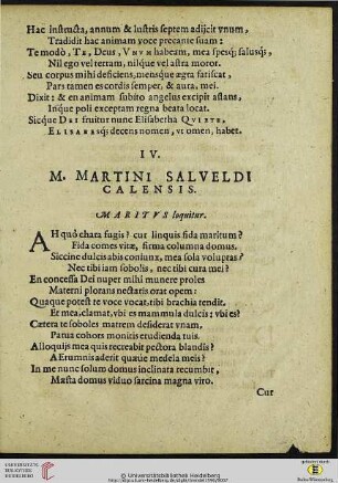 IV. M. Martini Salveldi Calensis
